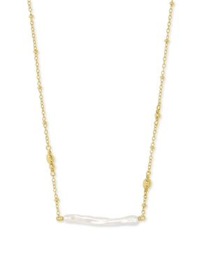 Kendra Scott Eileen Gold Pendant Necklace in Freshwater Cultured Pearl